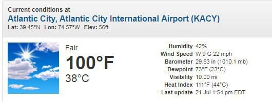Atlantic City International Airport soars to 100 degrees